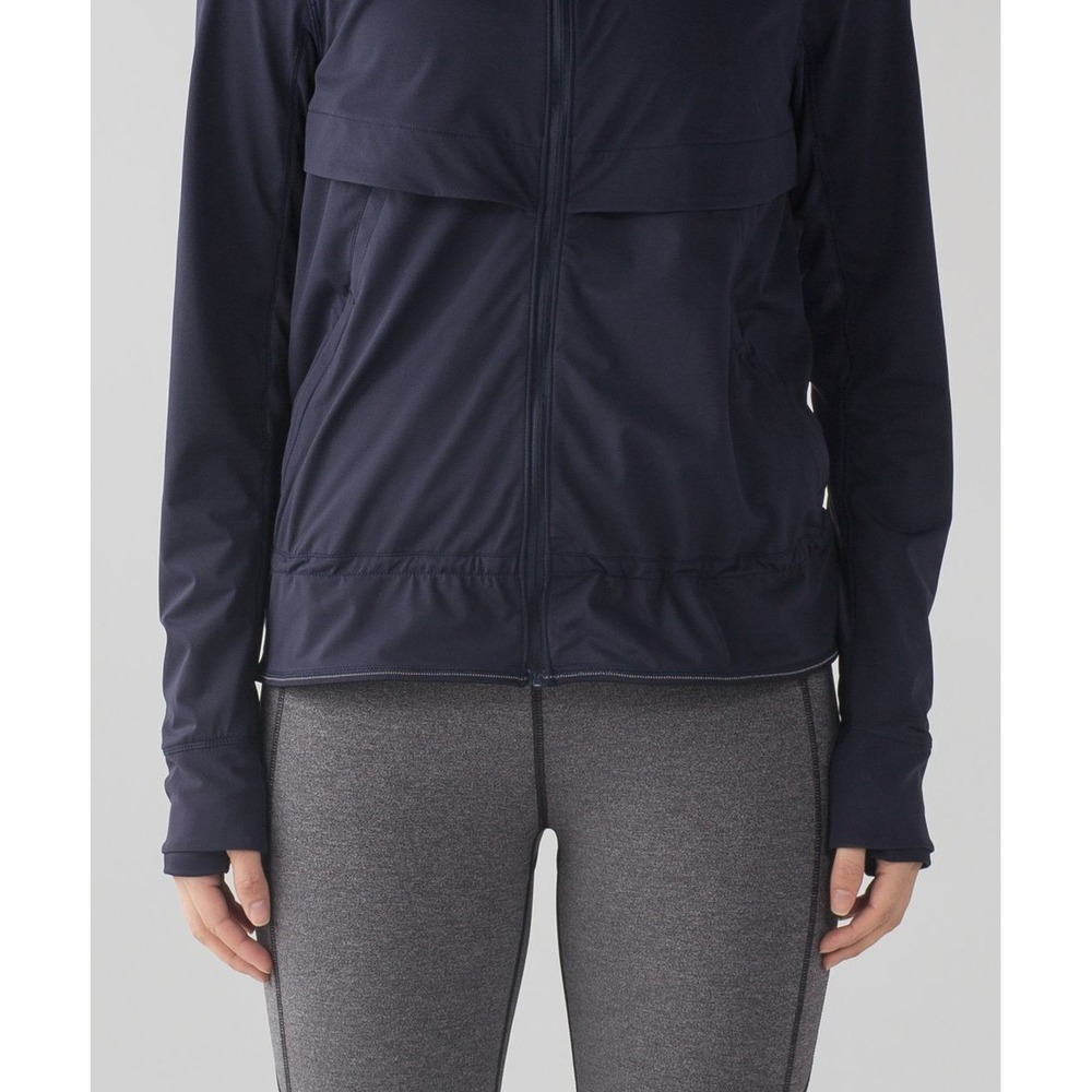 Lululemon Kicking Asphalt Jacket Midnight Navy Blue Full Zip Size 8 Hooded Light - Picture 5 of 16